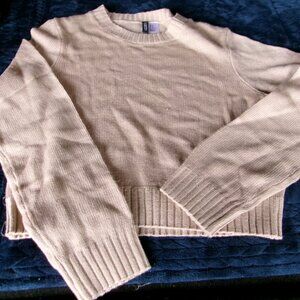Divided H&M Womens Medium Crewneck Pullover Sweater Beige Tan Long Sleeve Top